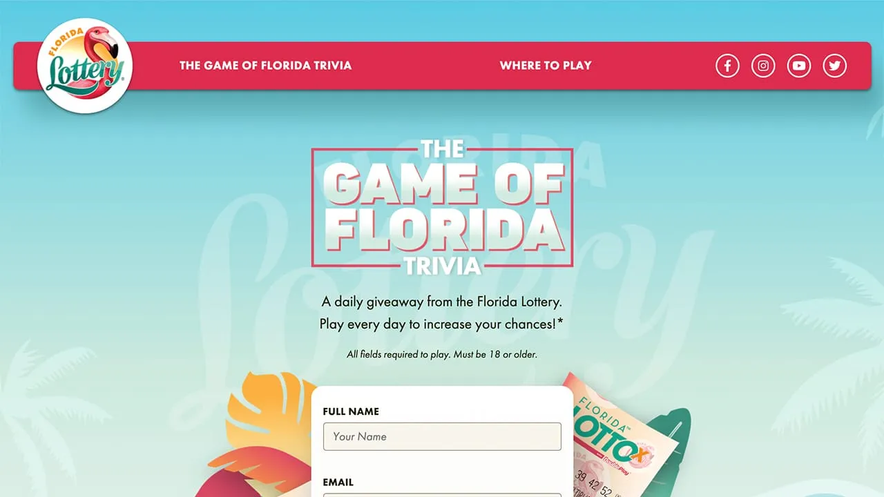 Florida Lottery Game of Florida Trivia website screenshot